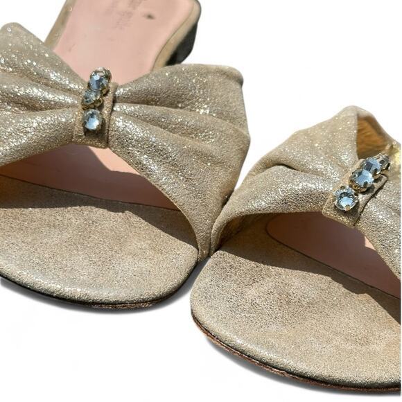 2/$25 Kate Spade Gold Shimmer Sandals Slides Fairycore Embellished Soft Girl 7.5 - Picture 6 of 12